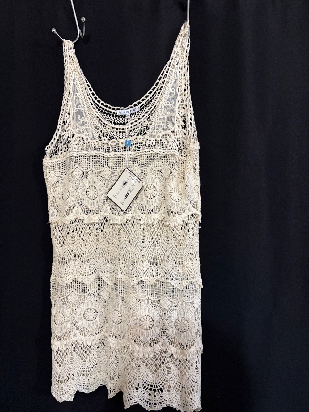 blue island Ivory Crochet Swim Cover-Up Tunic